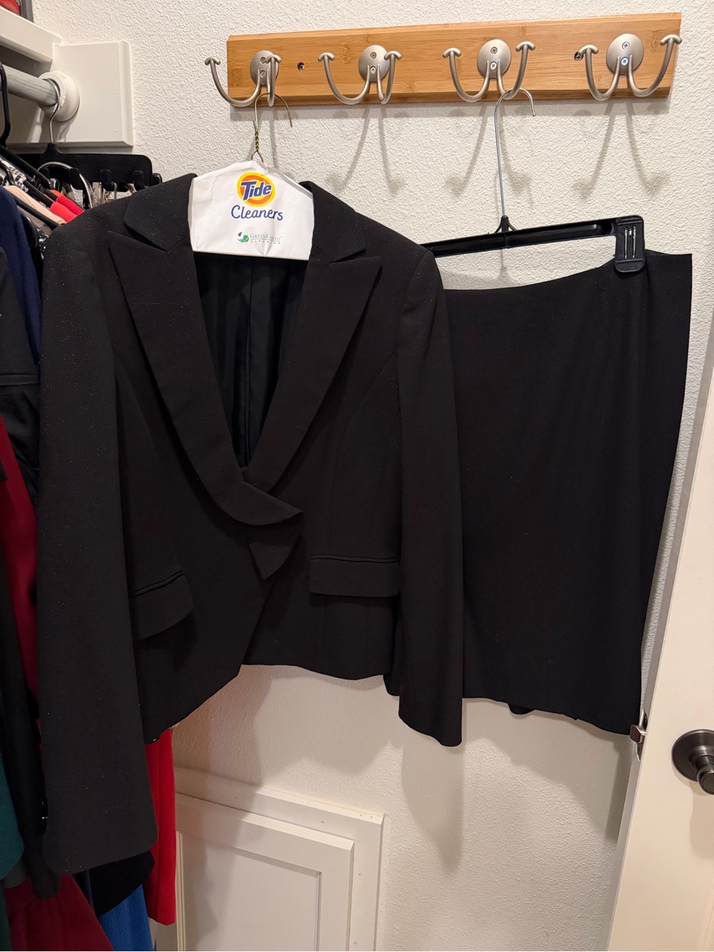 Black Women's Blazer Jacket and Skirt Set - Classic Professional Suit